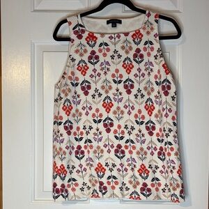 Ann Taylor Floral Blouse - Orange, Pink, Purple on Cream